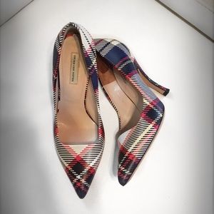 Dries Van Noten Plaid leather pump heel 37